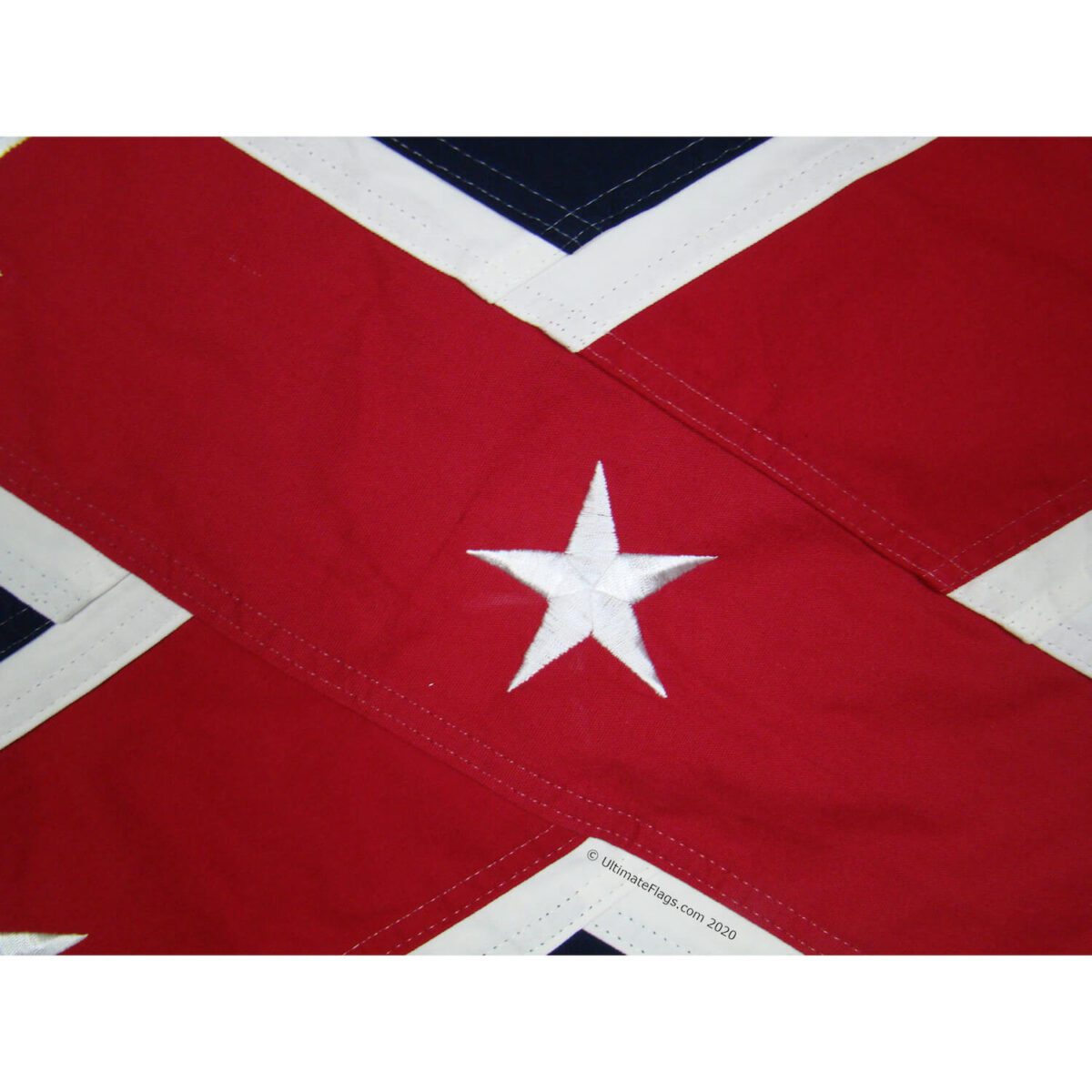 Confederate flag design featuring a red background with a white star and blue accents, ideal for collectors and history enthusiasts. Purchase this cheap and affordable flag online to enhance your collection. Find the best deals at UltimateFlags.com.