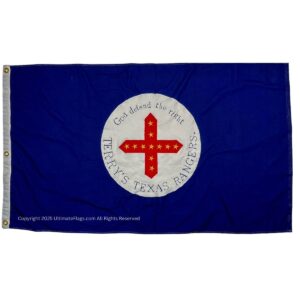 A vibrant blue flag featuring a central circular emblem with a red cross and white background, representing a city or region. This affordable and high-quality flag is perfect for collectors or displays. Buy online at the best prices at UltimateFlags.com.
