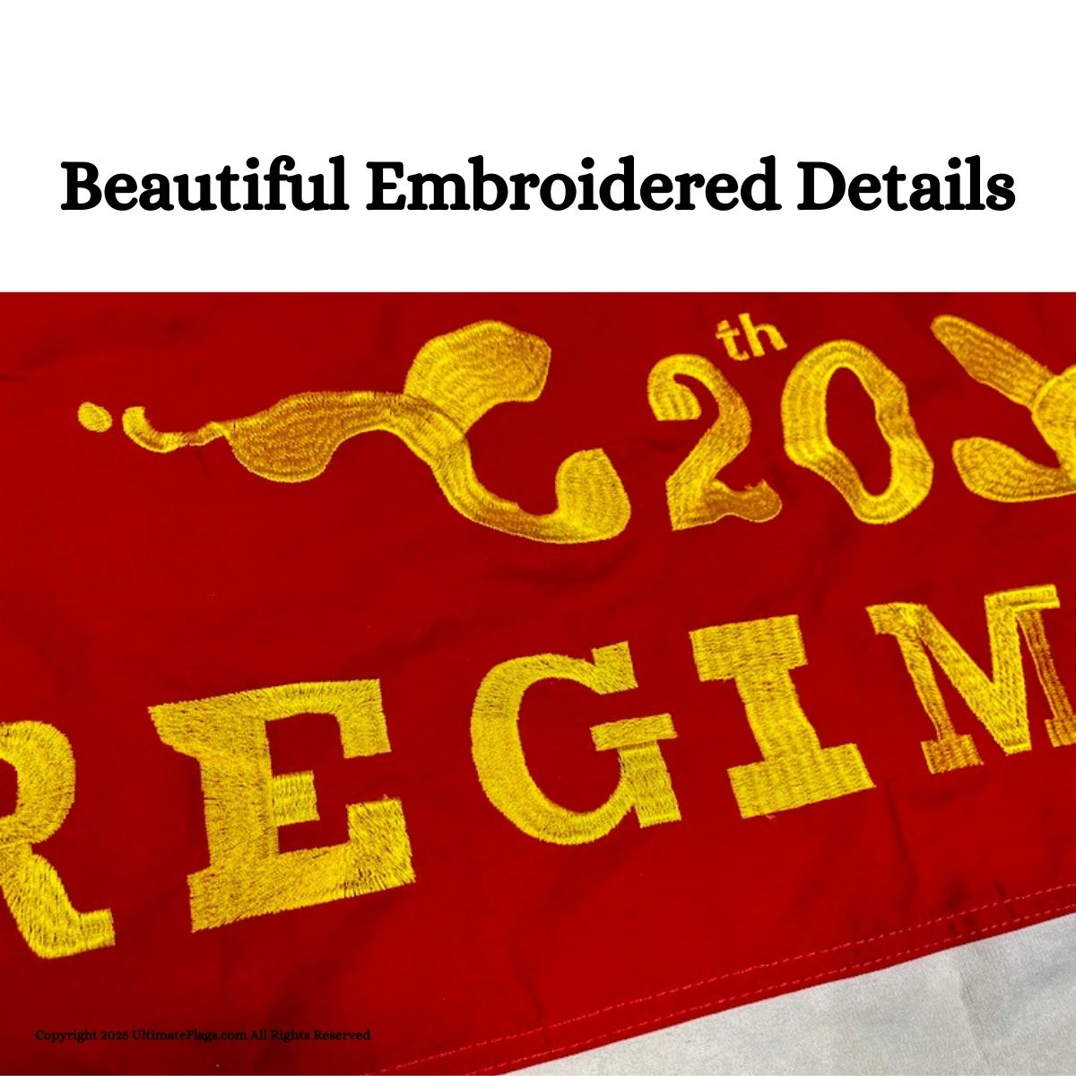 Beautiful embroidered details showcasing the vibrant colors and intricate design of a flag, perfect for collectors or as a decorative piece. Find cheap and affordable options to buy online at UltimateFlags.com, where you can discover the best selections for your needs.