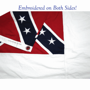 Beautifully Embroidered on Both Sides 3rd National Confederate Flags in cotton