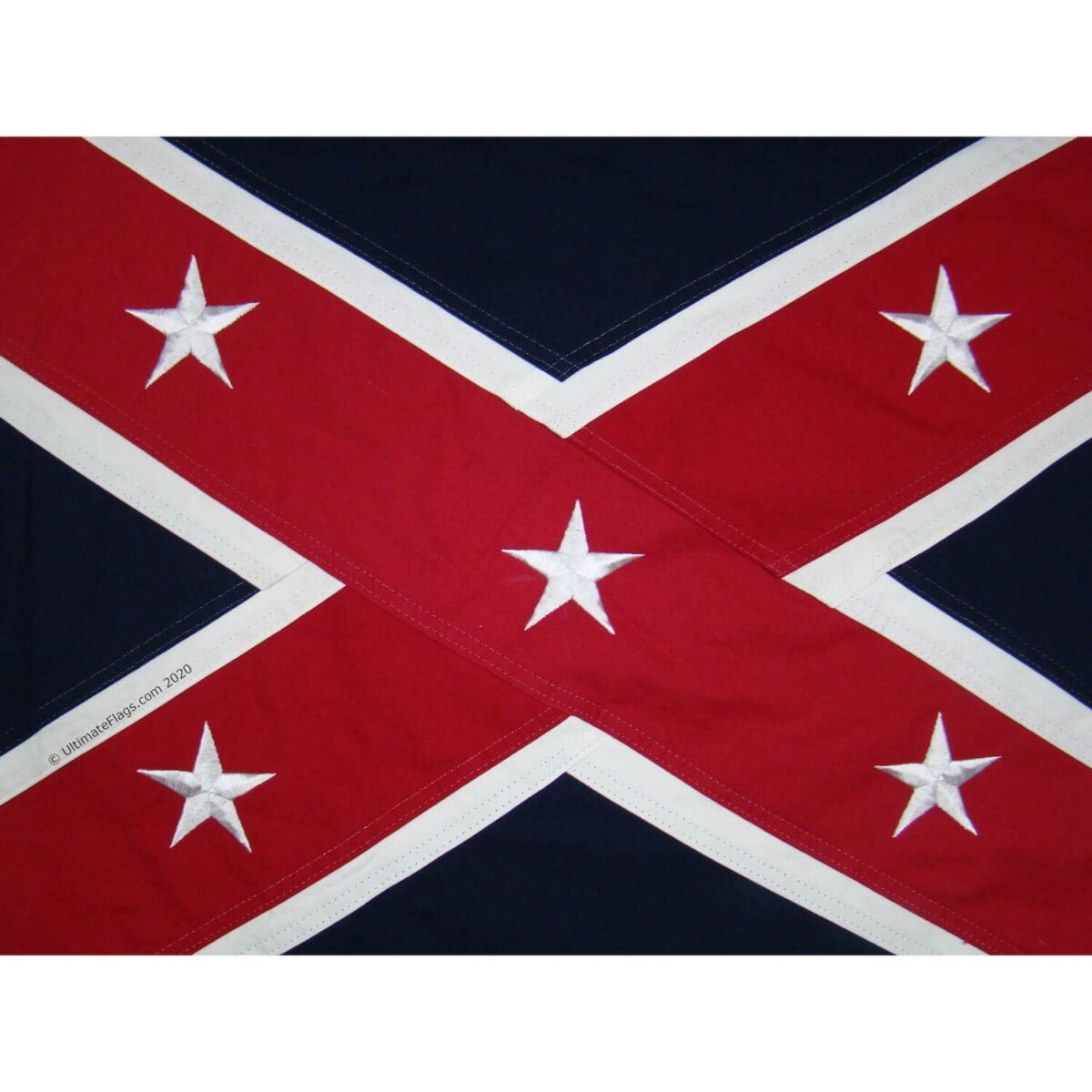 Confederate flag design featuring a distinctive red, white, and blue color scheme with stars, ideal for collectors or as a decorative piece. Buy online for the best affordable options at UltimateFlags.com.