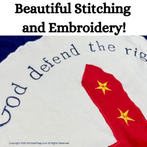 Beautiful stitching and embroidery showcasing a vibrant design, perfect for those seeking cheap and affordable flags. Ideal for patriotic displays, this product is among the best options to buy online. Available at UltimateFlags.com.