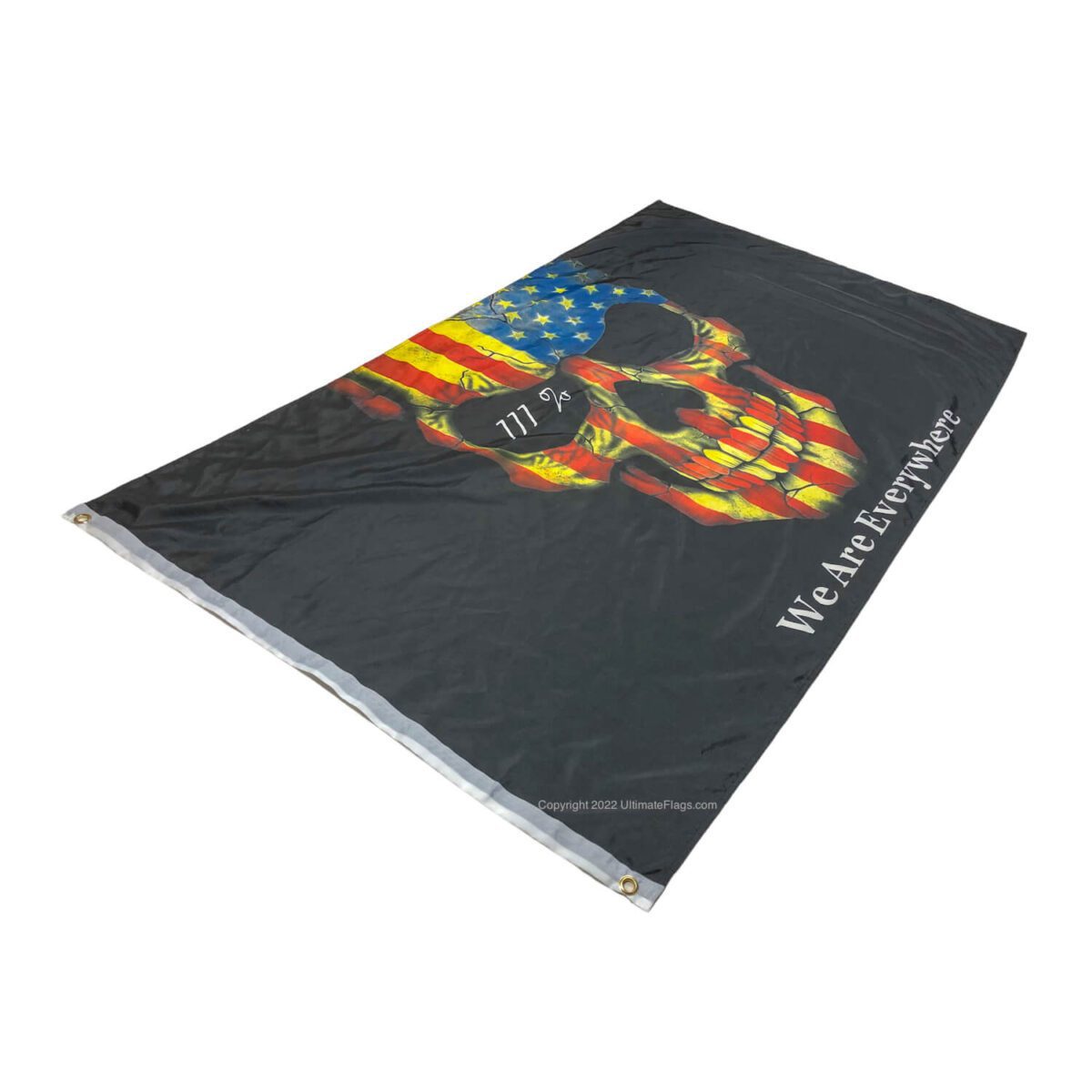 Skull flag featuring the American flag design with vibrant colors and the text "We Are Everywhere," perfect for expressing individuality. Buy online at affordable prices for the best selection of flags at UltimateFlags.com.