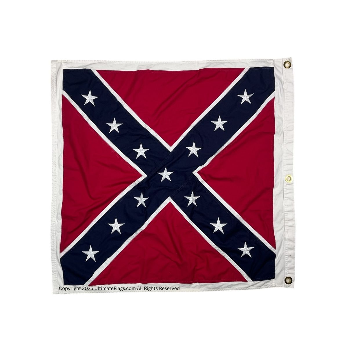 Confederate flag design featuring a red background with a blue X and white stars, ideal for collectors and enthusiasts seeking affordable options. Buy online for the best deals at UltimateFlags.com.
