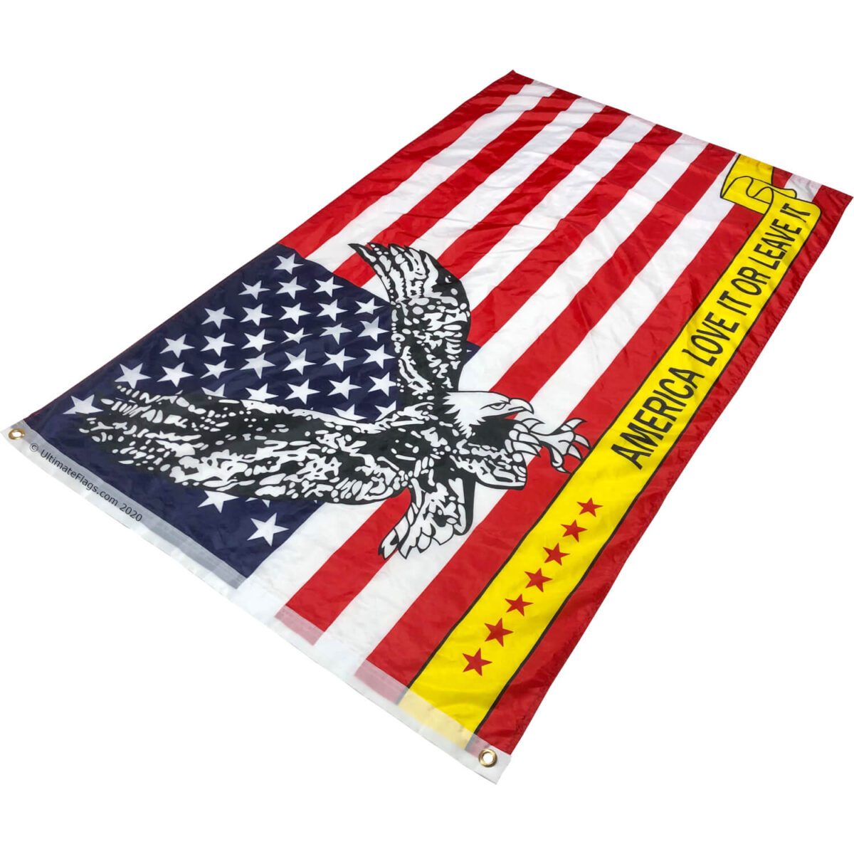 American flag with eagle design, perfect for showcasing patriotism. Buy online for the best affordable prices on quality flags. Discover cheap options at UltimateFlags.com.