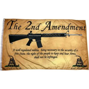the 2nd amendment flag with gun on parchment paper weathered vintage don't tread on me snakes flanking quote