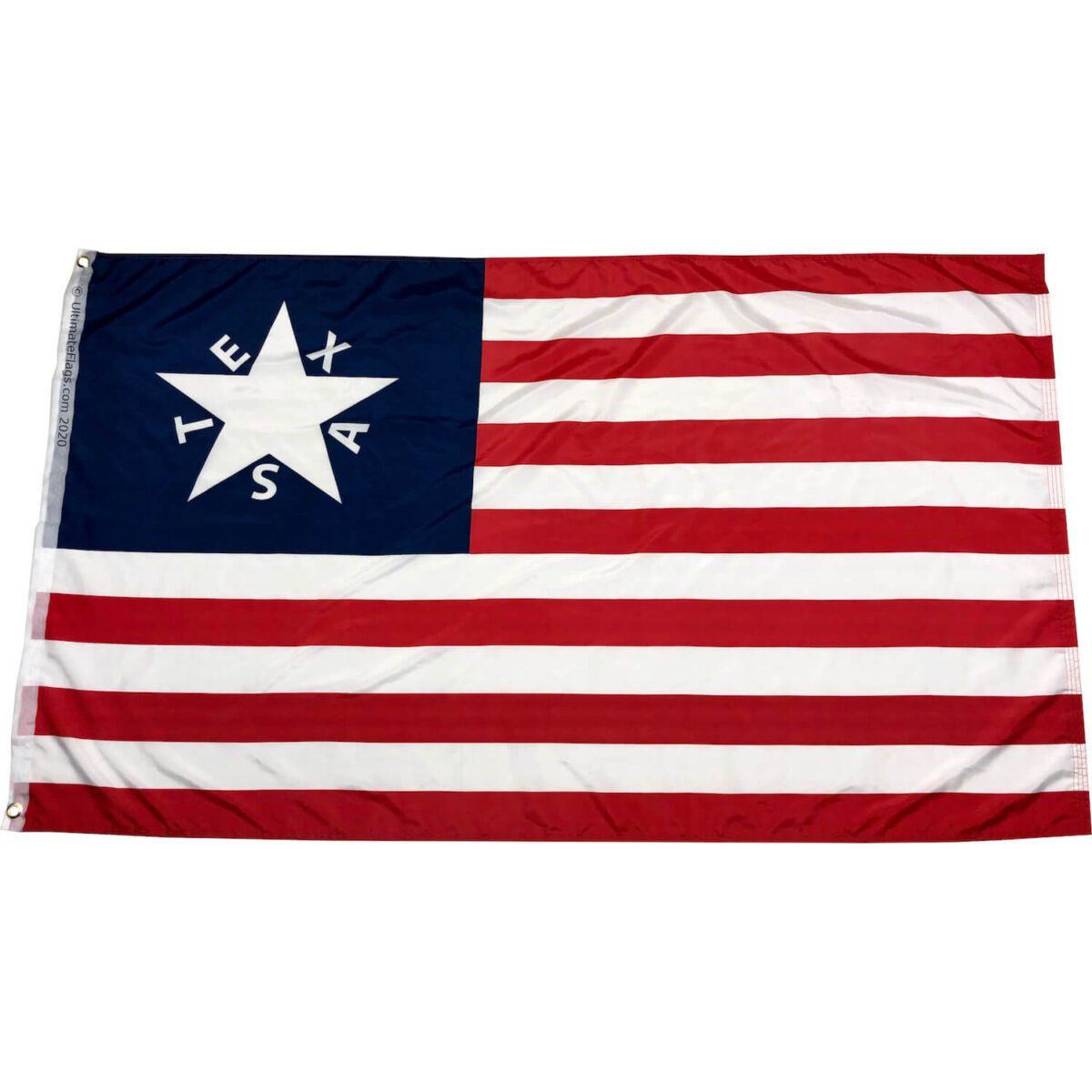 Texas flag featuring a blue field with a white star and red and white stripes, perfect for showing your Texan pride. Buy online for the best affordable flags at UltimateFlags.com.