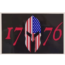 Spartan helmet design with American flag elements and the year "1776," representing patriotism and strength. This affordable and eye-catching flag is perfect for those looking to buy online. Discover the best deals at UltimateFlags.com.