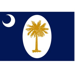 South Carolina state flag featuring a golden palmetto tree and crescent moon, perfect for those seeking cheap and affordable flags. Buy online for the best selection at UltimateFlags.com.