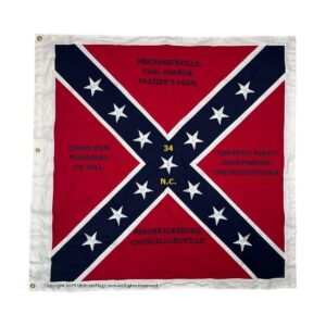 34th north carolina infantry regiment flag – 48x48 inch cotton sewn & embroidered confederate replica (with battle honors! )