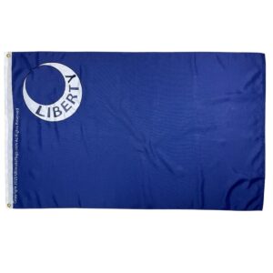 Blue Liberty flag featuring a crescent moon design, perfect for showing patriotism. Buy online for cheap and affordable options to display your love for freedom. Discover the best deals at UltimateFlags.com.