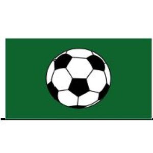Soccer ball on a green background, perfect for sports enthusiasts looking for cheap and affordable flags. This is the best option to buy online for soccer fans. Visit UltimateFlags.com for more options.