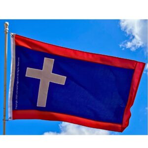 Colorful flag featuring a cross design, perfect for outdoor display. This affordable and high-quality flag is a great choice for those looking to buy online. Discover the best options at UltimateFlags.com.