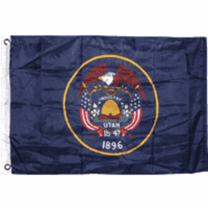 Utah state flag featuring the state seal, designed with vibrant colors and durable fabric, perfect for display. Buy online for the best and most affordable flags at UltimateFlags.com.