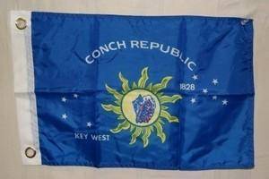Conch Republic flag featuring vibrant blue color and a sun design, symbolizing Key West's unique identity. This affordable flag is perfect for showcasing your love for the Conch Republic. Buy online for the best prices at UltimateFlags.com.