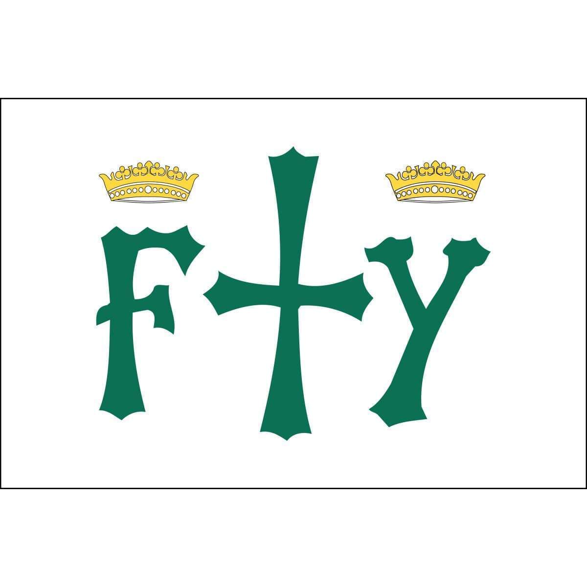 This image features a distinctive flag design with the letters "F" and "Y" in green, accompanied by two golden crowns above. Perfect for those seeking a unique and affordable flag option, this item is available for purchase online. Find the best deals and buy online at UltimateFlags.com.