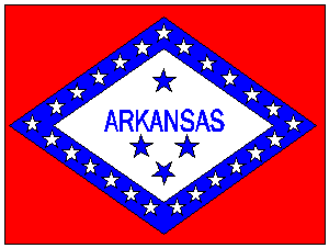 Arkansas state flag featuring a bold red background with a blue diamond and white stars. This flag is perfect for showcasing state pride and is available at a cheap, affordable price. Buy online for the best selection at UltimateFlags.com.