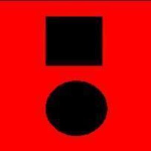 Black square and circle on a vibrant red background, representing a bold and eye-catching design. Perfect for those seeking cheap and affordable decorative flags. Discover the best options to buy online at UltimateFlags.com.