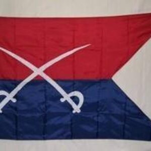 This image features a vibrant flag with a red and blue design, prominently displaying two crossed swords. Perfect for collectors and enthusiasts, this flag is a great option to buy online at cheap and affordable prices. Discover the best selection of flags at UltimateFlags.com.
