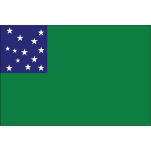 This image features a green flag with a blue field and white stars, perfect for those looking for a unique and affordable flag option. Buy online for the best deals on flags at UltimateFlags.com.