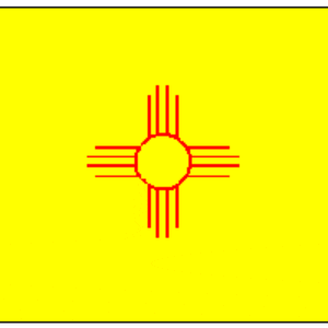 Vibrant New Mexico state flag featuring a yellow background with a red Zia sun symbol, ideal for those looking to buy online affordable flags. This is the best choice for flag enthusiasts seeking cheap options. Available at UltimateFlags.com.