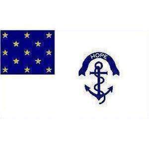 Navy-themed flag featuring a blue background with stars and an anchor emblem, perfect for nautical decor. Shop for affordable options and the best quality flags online at UltimateFlags.com.