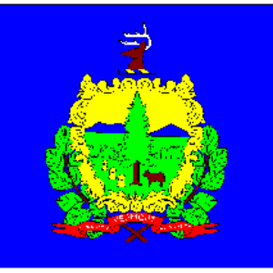 Vermont state flag featuring a vibrant blue background with a detailed coat of arms, showcasing a pine tree, mountains, and wildlife. This affordable flag is the best choice for those looking to buy online. Explore more at UltimateFlags.com.