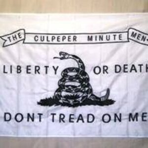 Don’t Tread On Me Culpeper Minute Men Flag -Nylon Embroidered White 3 x 5 ft.