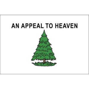 Flag featuring the phrase "An Appeal to Heaven" alongside a green pine tree design, symbolizing hope and freedom. This affordable flag is perfect for those looking to buy online at the best prices. Explore more at UltimateFlags.com.