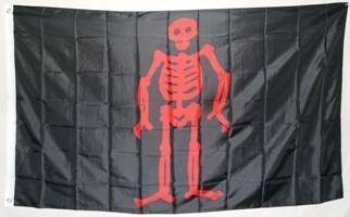 Black flag featuring a striking red skeleton design, perfect for Halloween or pirate-themed events. This affordable flag offers a unique way to express your style and can be easily bought online. For the best deals on flags, visit UltimateFlags.com.