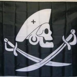 Black pirate flag featuring a skull and crossed swords, perfect for themed parties or decor. Buy online for affordable prices and find the best deals on flags at UltimateFlags.com.