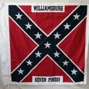 Confederate flag featuring the names "Williamsburg" and "Seven Pines," highlighting historical significance. Ideal for collectors and enthusiasts looking for cheap and affordable options. Buy online at UltimateFlags.com for the best selection.