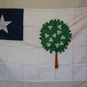 Texas flag featuring a blue field with a white star and a green tree design, representing the state’s heritage. This affordable flag is perfect for those looking to buy online. Discover the best deals at UltimateFlags.com.