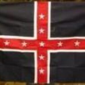 This image features a flag with a striking design, showcasing a dark background adorned with red and white elements, including stars. Ideal for collectors and enthusiasts, this flag represents a unique addition to any display. Buy online for affordable prices and discover the best options available. Visit UltimateFlags.com for more details.