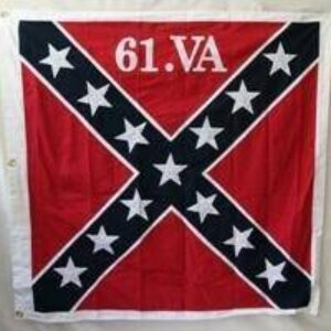 Confederate flag featuring the designation "61.VA," representing Virginia's 61st Regiment. This flag is available at a cheap and affordable price, making it one of the best options to buy online. Visit UltimateFlags.com for more details.
