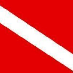 Diving flag design featuring a bold red background with a diagonal white stripe, symbolizing safe diving practices. Perfect for divers looking for cheap and affordable options to enhance their gear. Buy online for the best selection at UltimateFlags.com.