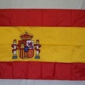 Spanish flag featuring vibrant red and yellow colors with the royal coat of arms, perfect for showing national pride. This affordable flag is the best choice for events, decor, or gifts. Buy online at UltimateFlags.com for great deals.