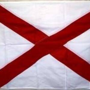 Alabama state flag featuring a red St. Andrew's cross on a white background, perfect for showing state pride. This affordable flag is ideal for outdoor display or indoor decoration. Buy online for the best deals at UltimateFlags.com.