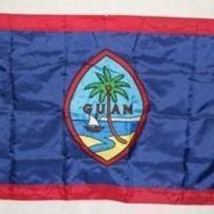 Guam flag featuring a vibrant design with a palm tree and beach scene, representing the island's rich culture. This affordable flag is perfect for enthusiasts and collectors looking to buy online at the best prices. Visit UltimateFlags.com for more options.