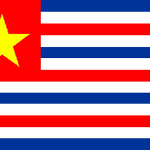 Vibrant flag featuring a red background with horizontal blue and white stripes and a yellow star, representing a unique design ideal for collectors or display. This affordable flag is the best option to buy online at UltimateFlags.com.